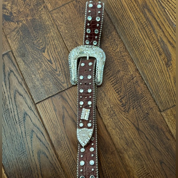 BOB SIMON Women’s Brown Studded Leather Belt with Ornate Buckle XL main image 7